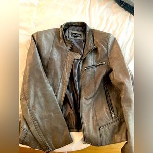Grey Moto Leather Jacket- real leather!